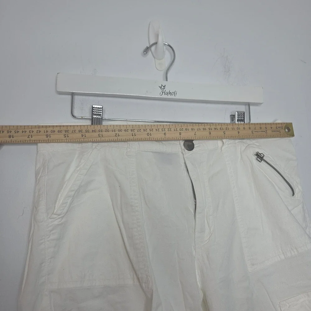 Ashley Stewart White Cargo Shorts Womens 14 Stretch Cotton Utility Knee Length